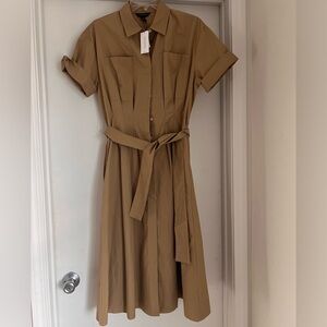 NWT! Banana Republic Dark Khaki Shirt Dress, Size XS